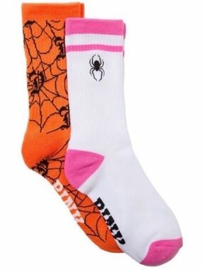 VS PINK Halloween Spider & Spiderweb 2-Pack Crew Socks NEW